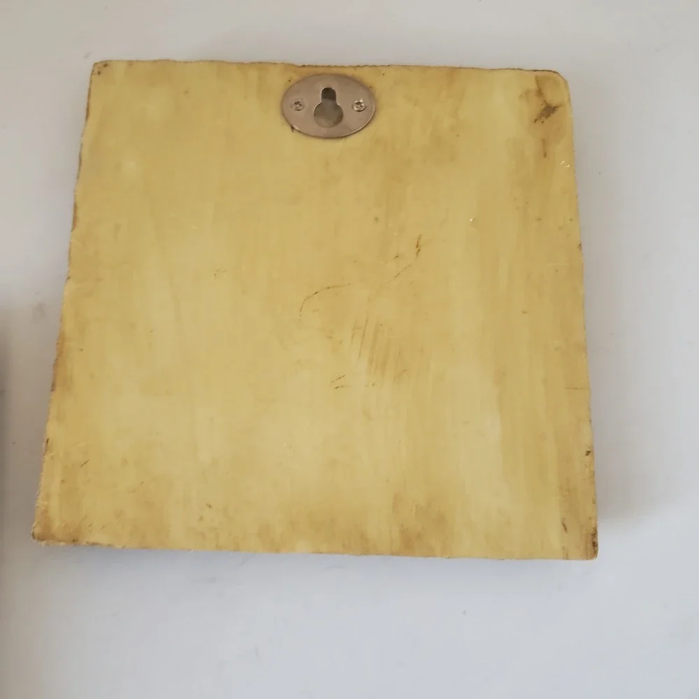 Vintage CB Beehive and Potted Plants Resin Wall Plaques Set of 2 Garden Art